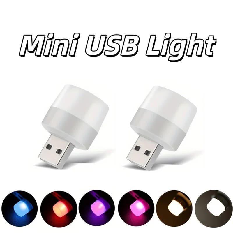 Mini Lâmpada Noturna USB, Luzes Brancas Quentes, Lâmpada RGB, Luzes LED de Emergência para Decoração de Casa, Iluminação