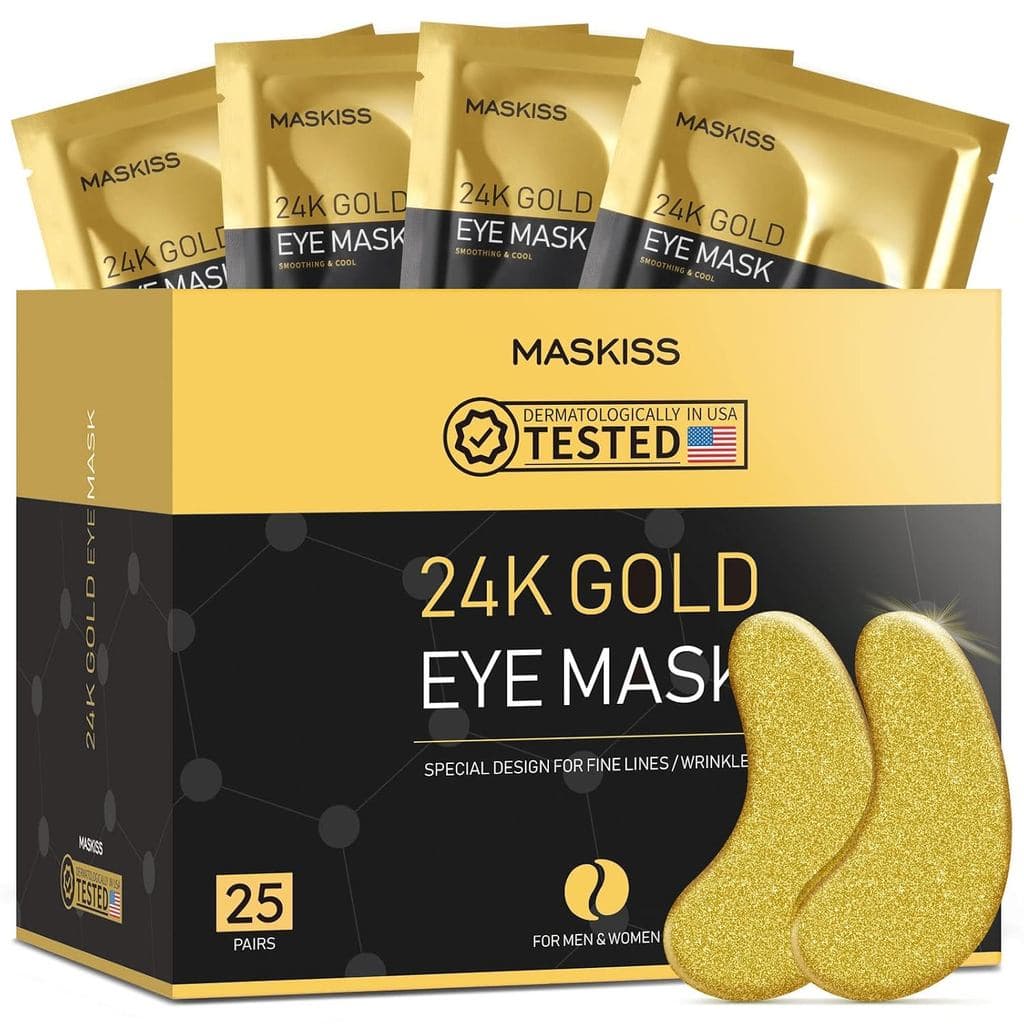 Maskiss Patches para Olhos com Ouro 24k (25 Pares), máscara para os olhos, produtos de cuidado da pele com colágeno, pat