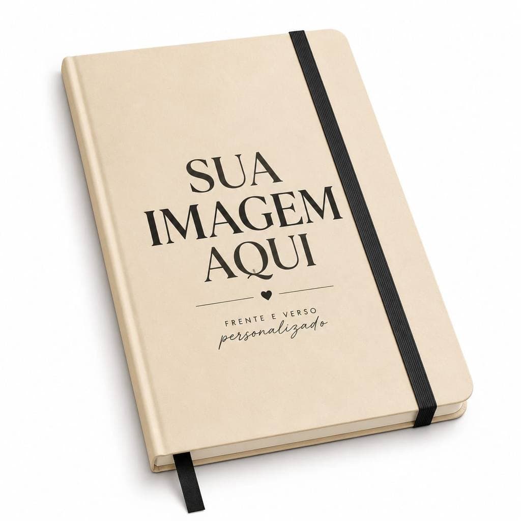 Promoção Caderneta tipo Moleskine Personalizado com Sua Foto | Capa Frente e Verso | Presente Exclusivo 21x14 CM