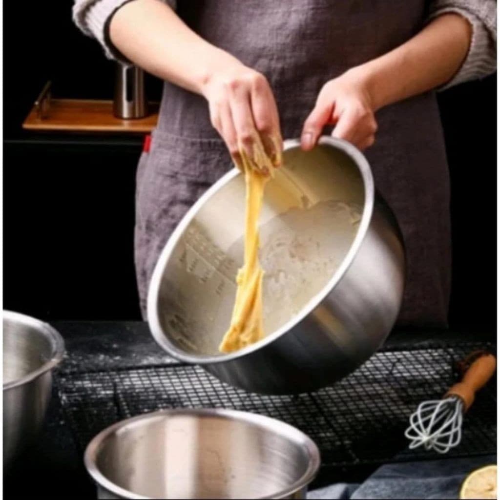 Tigela Inox Bacia Massa Bolo Confeitaria Recipiente Mexer Ingredientes Preparo Pote Vasilha