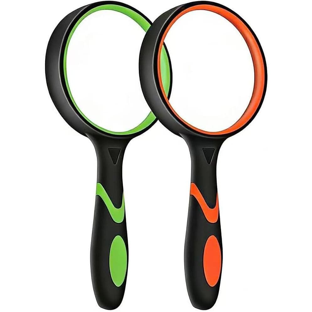 Conjunto de 2 Lentes de Aumento Manuais de 75mm com Empunhadura de Borracha Antiderrapante, Ideal para Idosos, Exploraçã