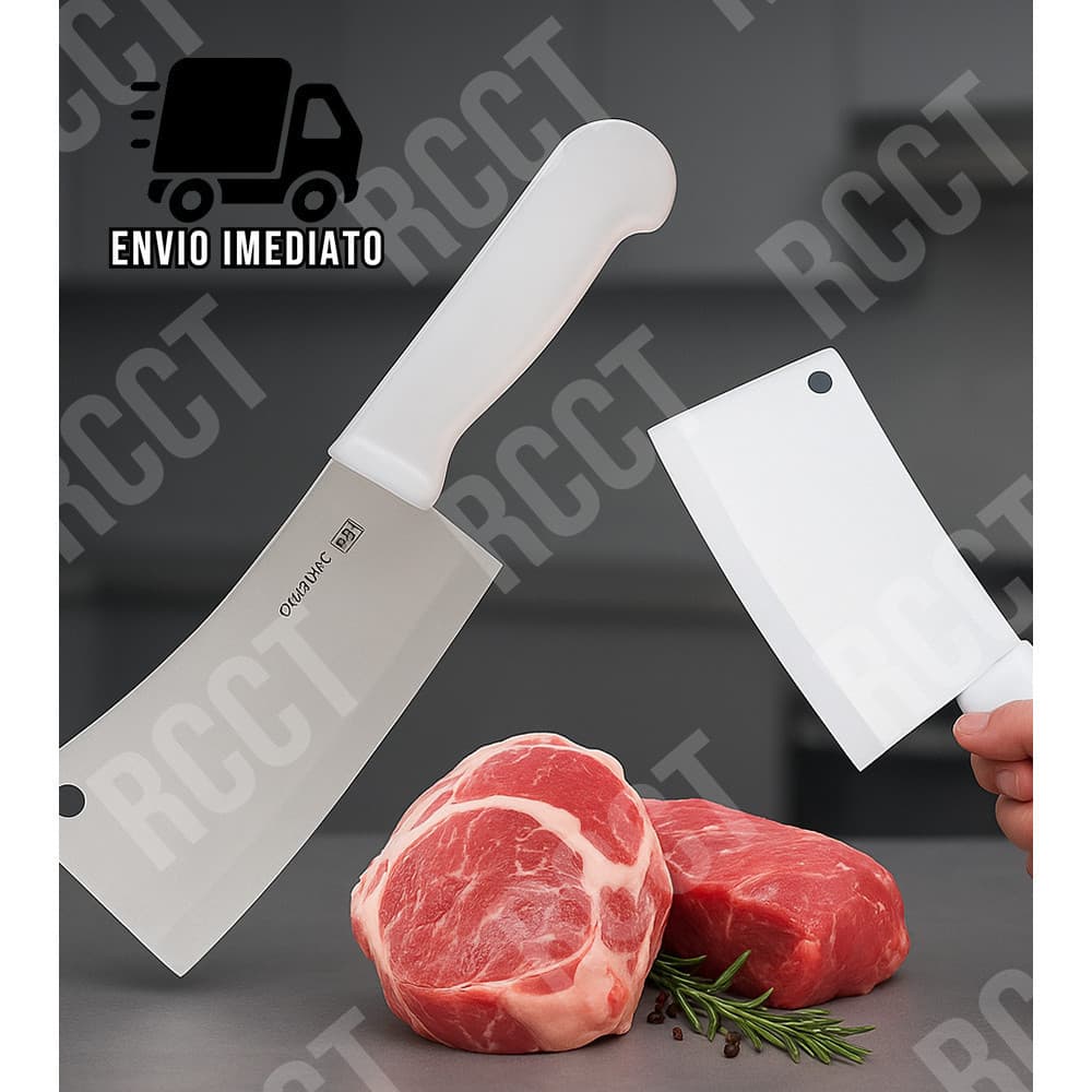 Cutelo Profissional Aço Inox Machadinha Robusta para Corte de Carne