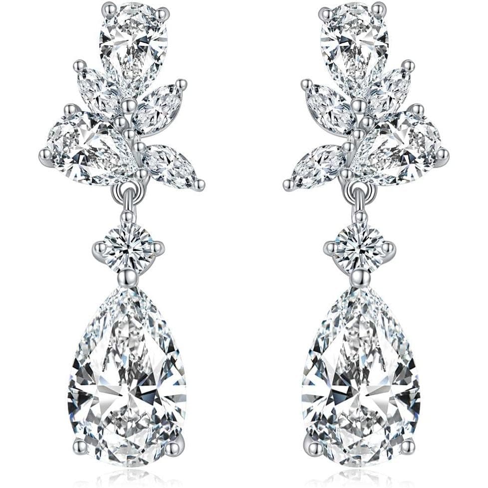 Brincos de Casamento em Forma de Gota Elegantes com Zircônia Cúbica Marquise AAAAA Banhados a Ouro 18K Brilhantes com St