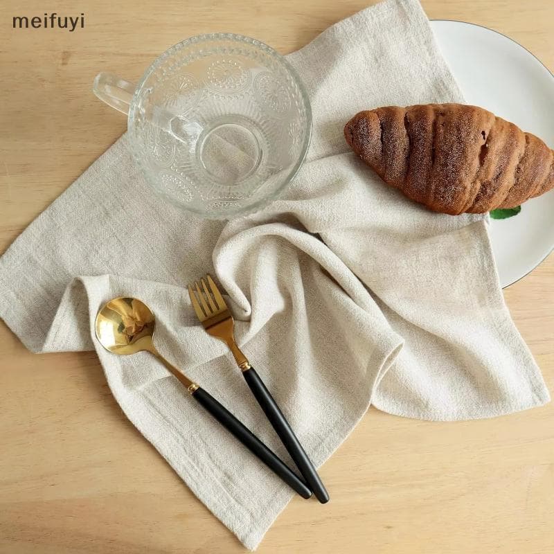 [MF] Guardanapo De Linho De Algodão 40x40 Cm Decoração De Mesa Reutilizável Macio Para Uso Em Festa De Casamento Cozinha