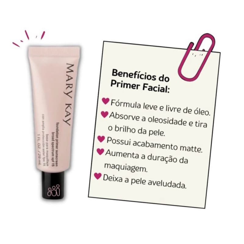 Primer Facial Fixador de Maquiagem FPS 15 intensifica benefícios da base, melhora aspecto dos poros aumenta fixação make