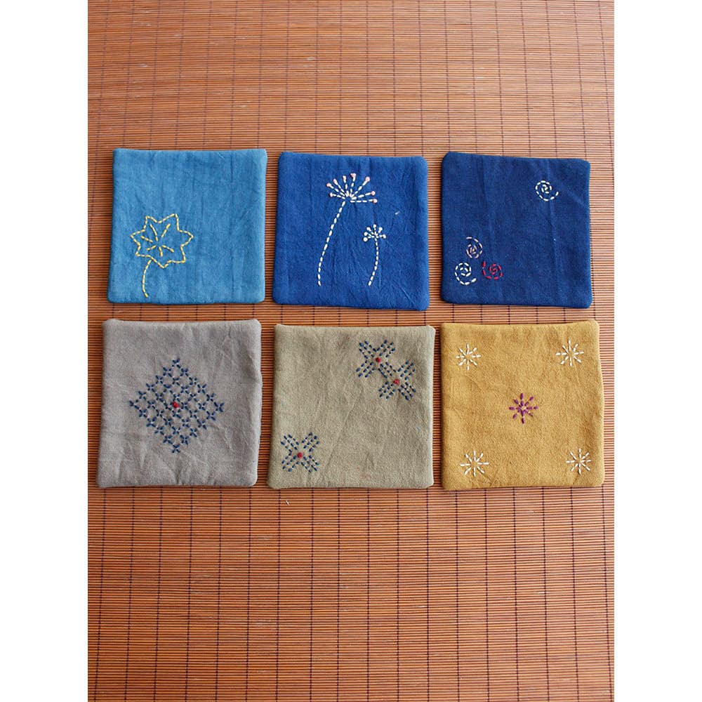 Azul Yan Planta Azul Tingido Sashiko Bordado Coaster Pacote de Material DIY Cerimônia de Chá Isolamento Térmico Algodão