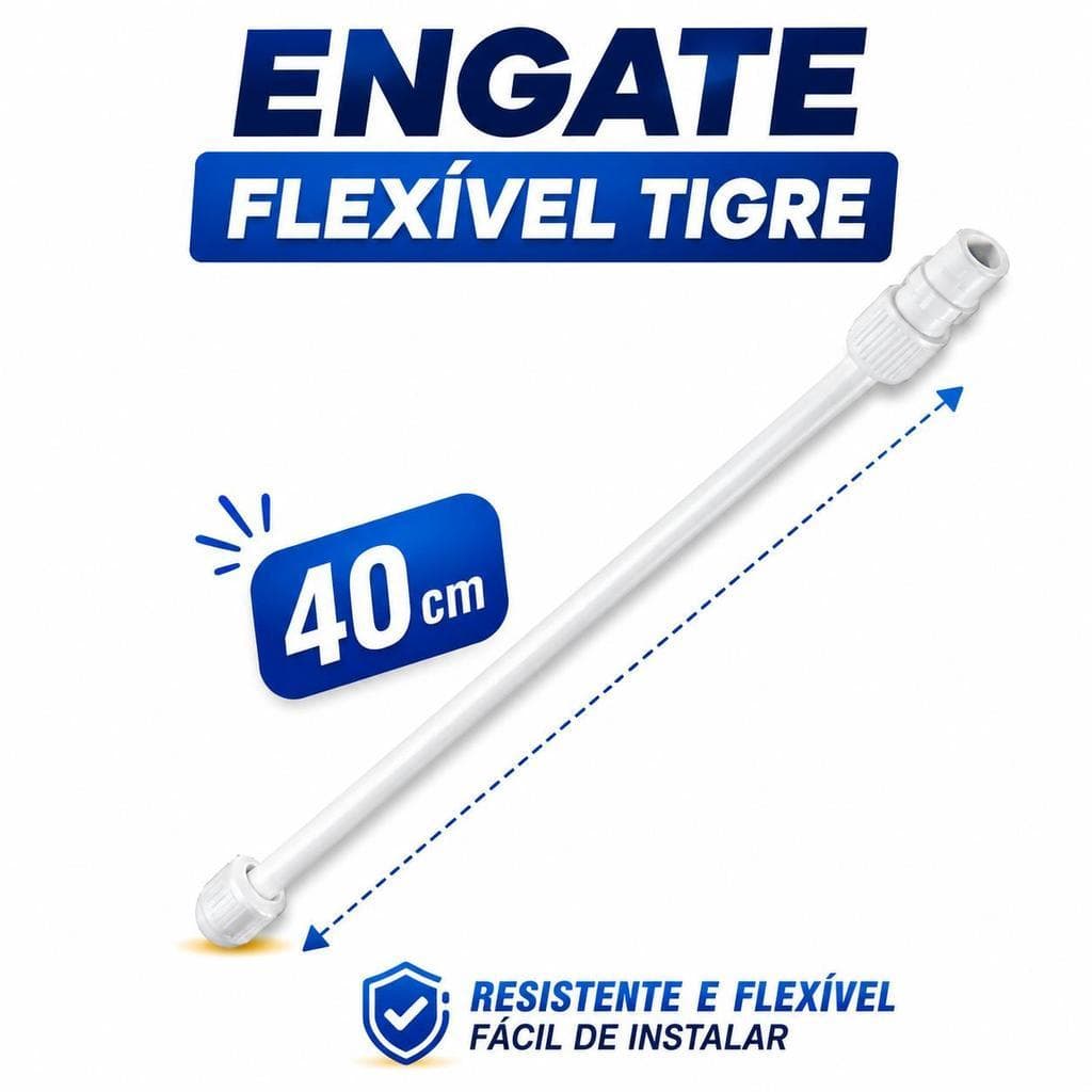 Rabicho Flexível de 40cm da Tigre PVC Torneiras e Lavatório Engate Vedação Segura e Instalação Fácil