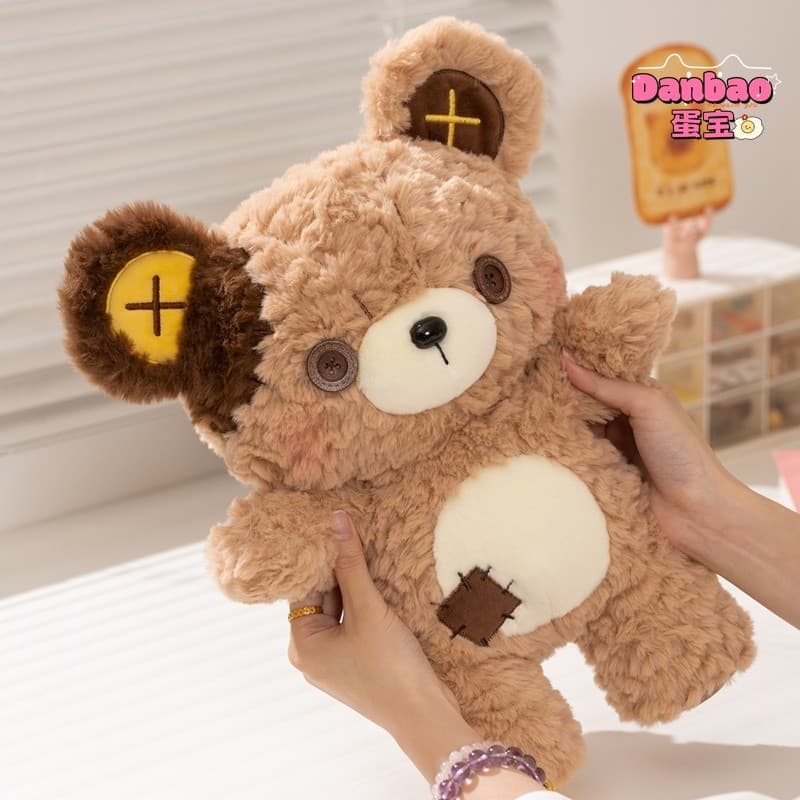 [Danbao] Brinquedo de pelúcia de urso com botão de tecido feito à mão Boneca de urso marrom fofo Urso de pelúcia Descomp