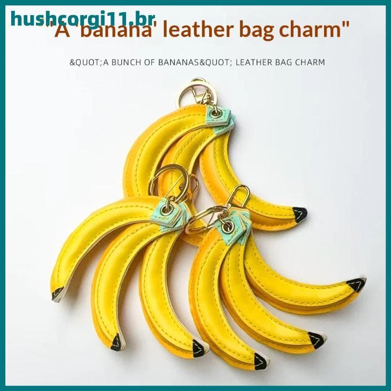 HUSH PU Couro Banana Pingente Chaveiro Cordão Para Bolsa Telefone Presente BR