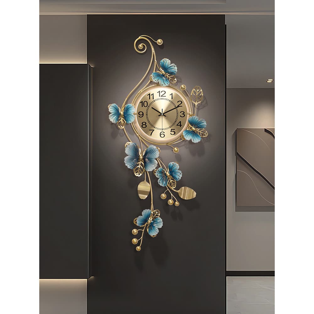 Asuka Collection 2026 Novo estilo sala de estar grade decoração relógio de parede tridimensional borboleta relógio de pa
