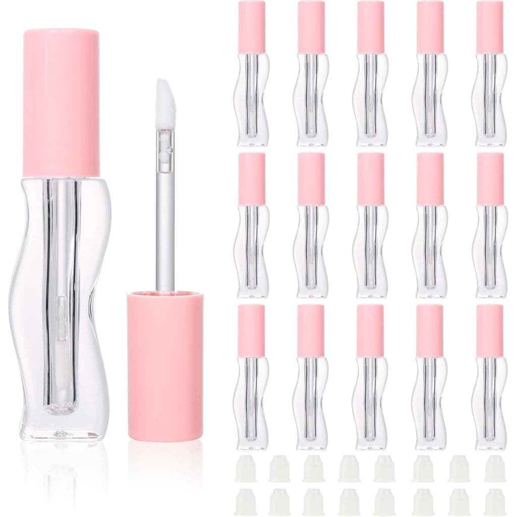 COSIDEA 9 peças de tubos de brilho labial vazios de 2,5ml/0,08oz, cor-de-rosa, com aplicador, formato ondulado exclusivo