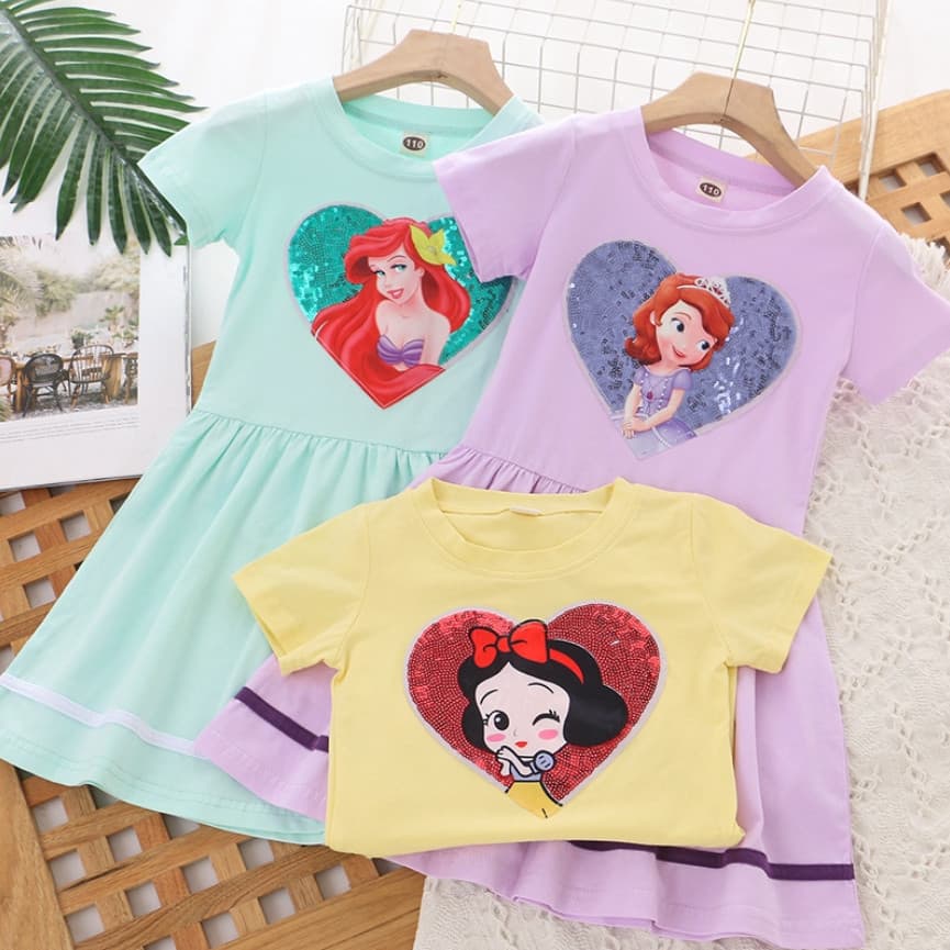 Vestido de Verão para Crianças com Estampa da Elsa, Roupas Casuais para Meninas, Vestidos de Princesa para Crianças de 2