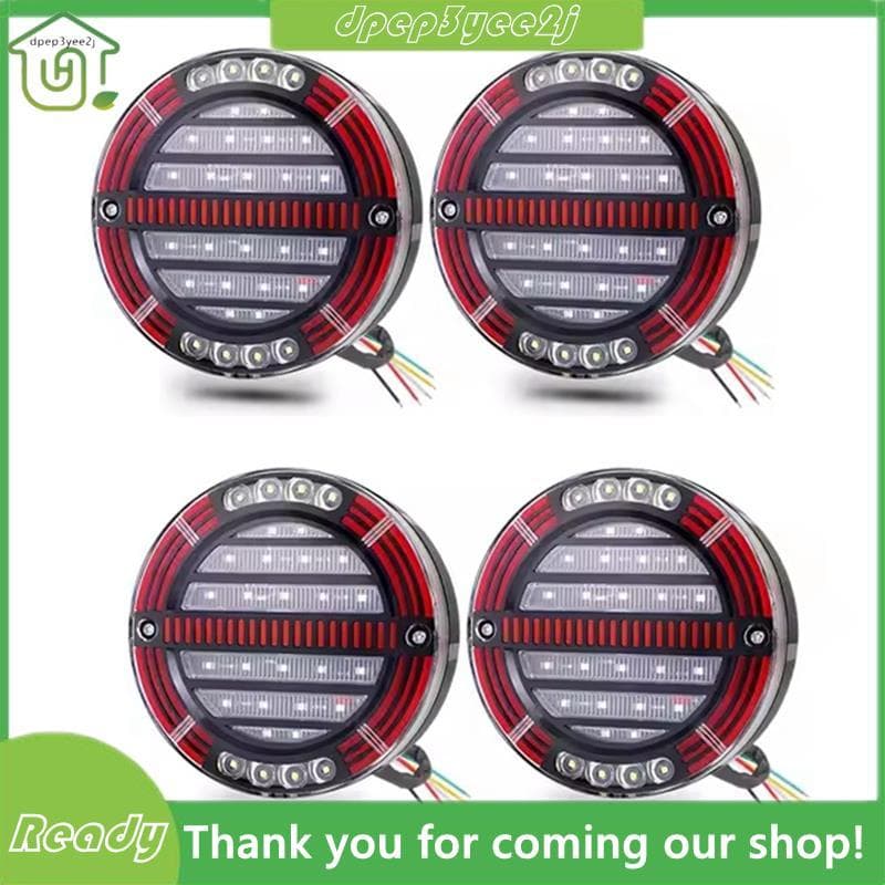 4 Pcs 12V 24V Rodada LED Luz Traseira Com Lâmpada De Sinalização Sequencial Para Captador De Reboque De Caminhão