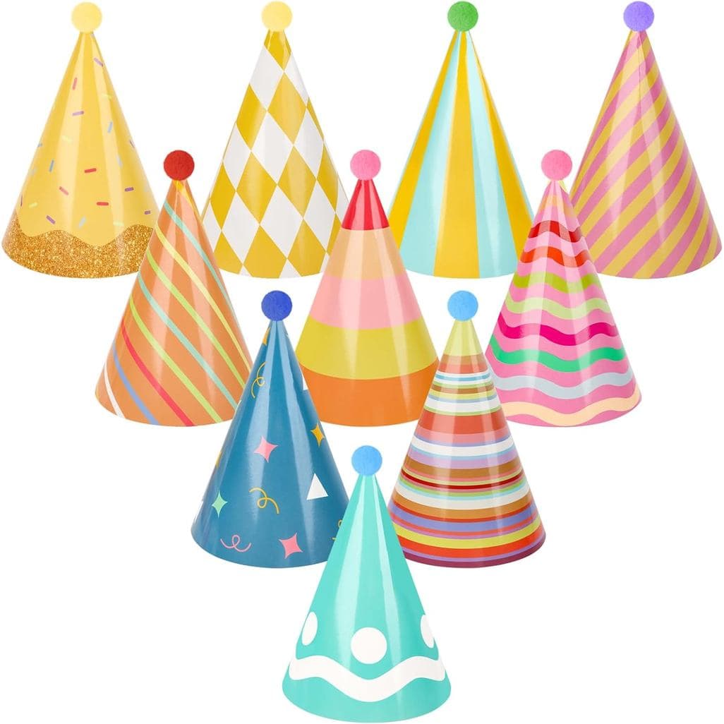 Hooqict 10 Peças de Mini Chapéus de Festa para Animais de Pelúcia, Chapéus de Cone Coloridos para Festas de Aniversário