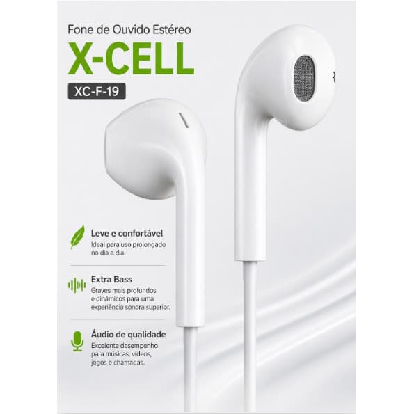 Fone de Ouvido Estéreo X-Cell XC-F-19 Microfone Embutido