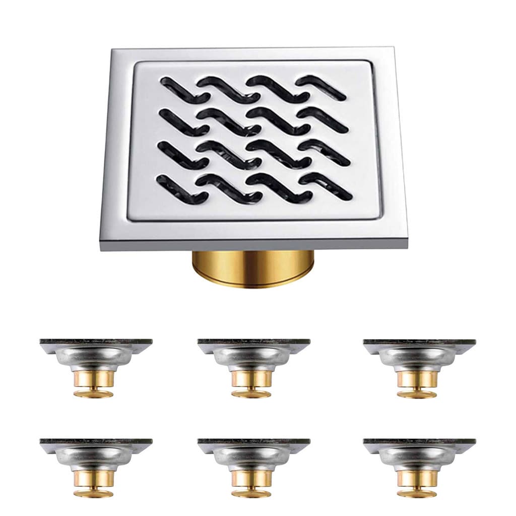 Ralo 10x10 Inox Kit 6 Uni Anti Odor e Inseto Cozinha Banheiro Lavabo Higienico Casa Varanda Quintal Anti Corrosao