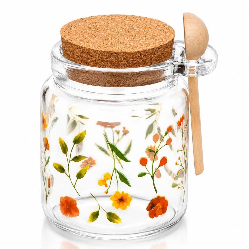 Pote Porta Mantimento Vidro 250ml Com Colher Tampa Lyor