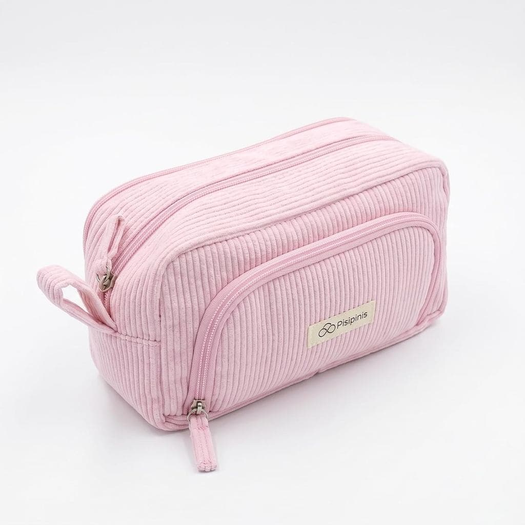 Estojo Grande para Lápis, Bolsa de Canetas de Corduroy Macio com Zíper, Organizador de Lápis, Material Escolar Estético