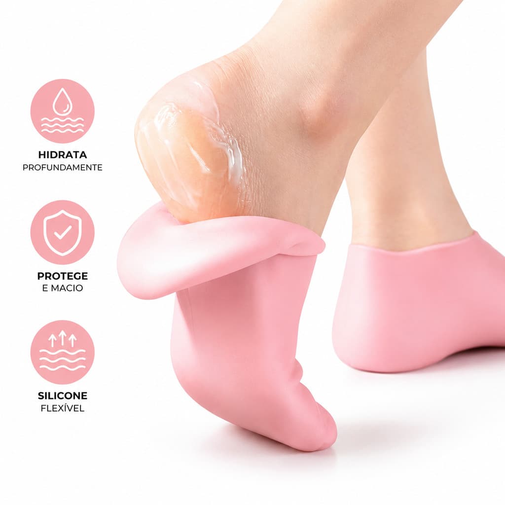 Meias de Silicone Hidratante para Pés Spa Calcanhar Rachado Gel Reutilizável Par
