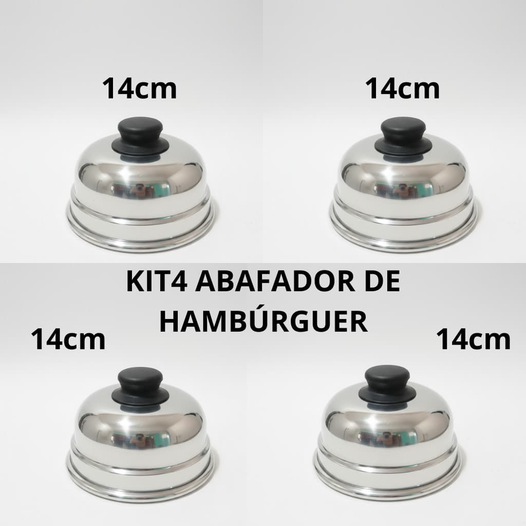 KIT 4 Abafador de Hambúrguer em Alumínio Resistente,com puxador em Plástico