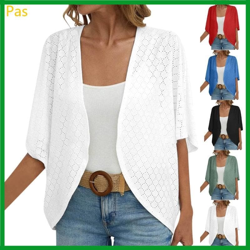 Cardigãs Verão Para, Cardigã Quimono, Curta, Ilhó, Ajuste Solto, Roupa Praia, C