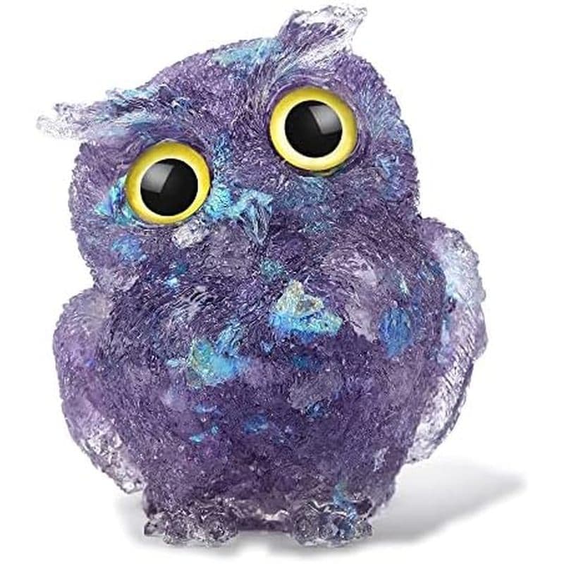 Estátua de coruja de cristal Natural esculpida à mão Reiki Cura Gem Estátua de Animal Home Office Decoração de carro Mel