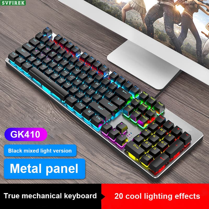 GK410 Teclado Mecânico Com Luz LED Mista 104 Teclas Para Jogos RGB Retroiluminado Teclados Fio Hot-Swappable Todas As Se