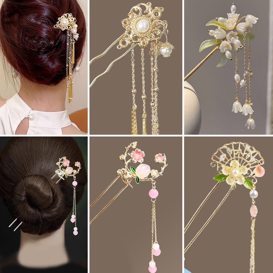 Retro temperamento flor lírio do vale temperamento elegante requintado longo borla hairpin novo estilo moda hairpin aces