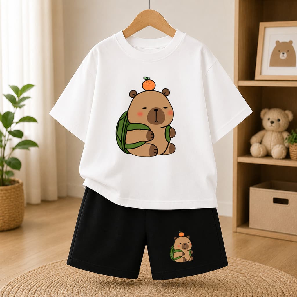 Conjunto infantil estiloso  Masculino Conjunto de Menino fofo Infantil Kit infantil Bermuda Camisa