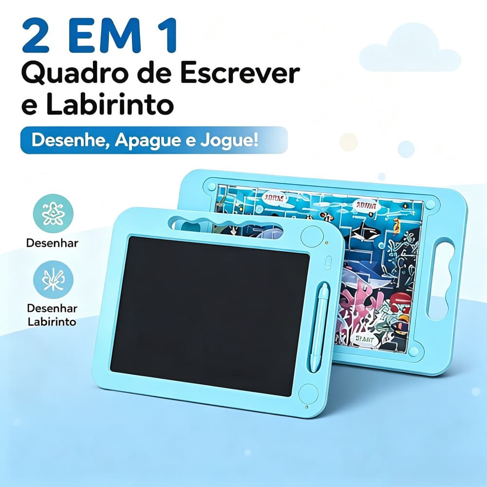 2 em 1 Lousa Mágica + Labirinto 3D Animal - Montessori, Raciocínio e Coordenação