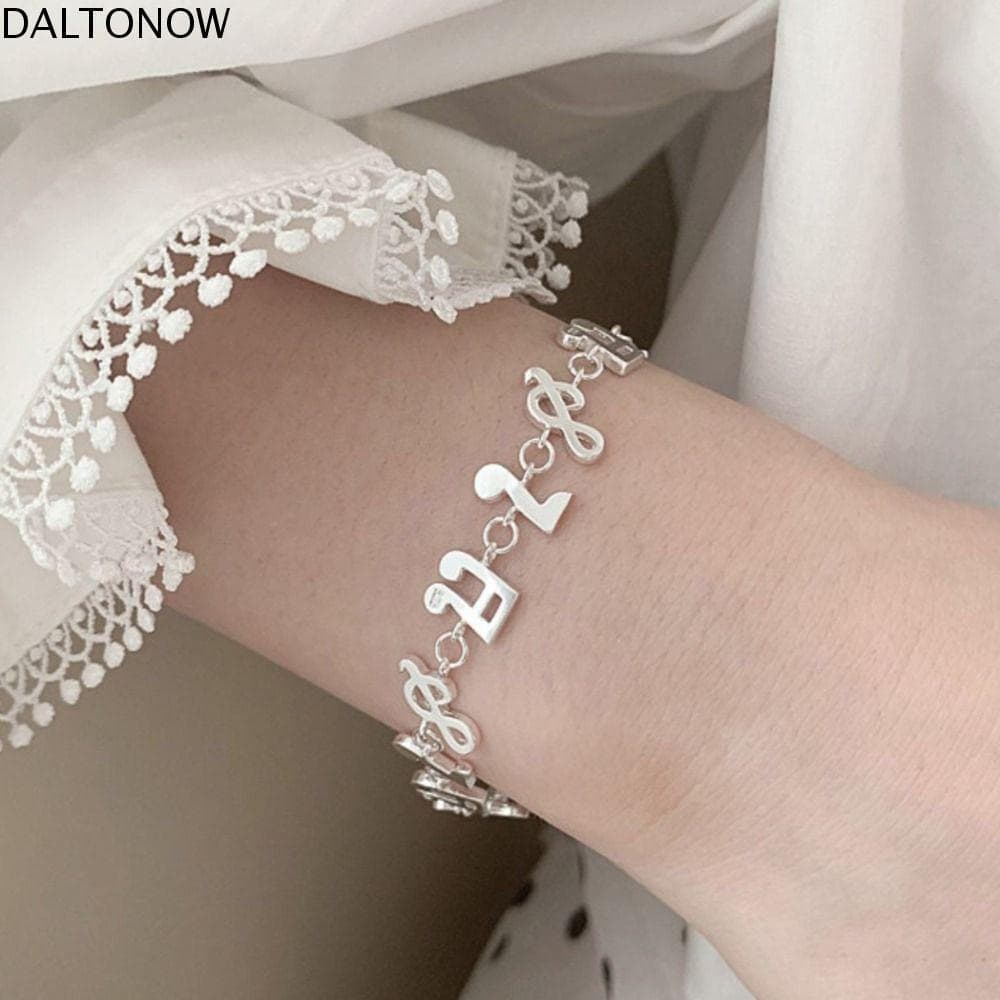 Pulseira DALTONOW Music Note , De Prata Com Joias Ajustáveis , Linda Corrente De Mão De Oito Notas Da Moda