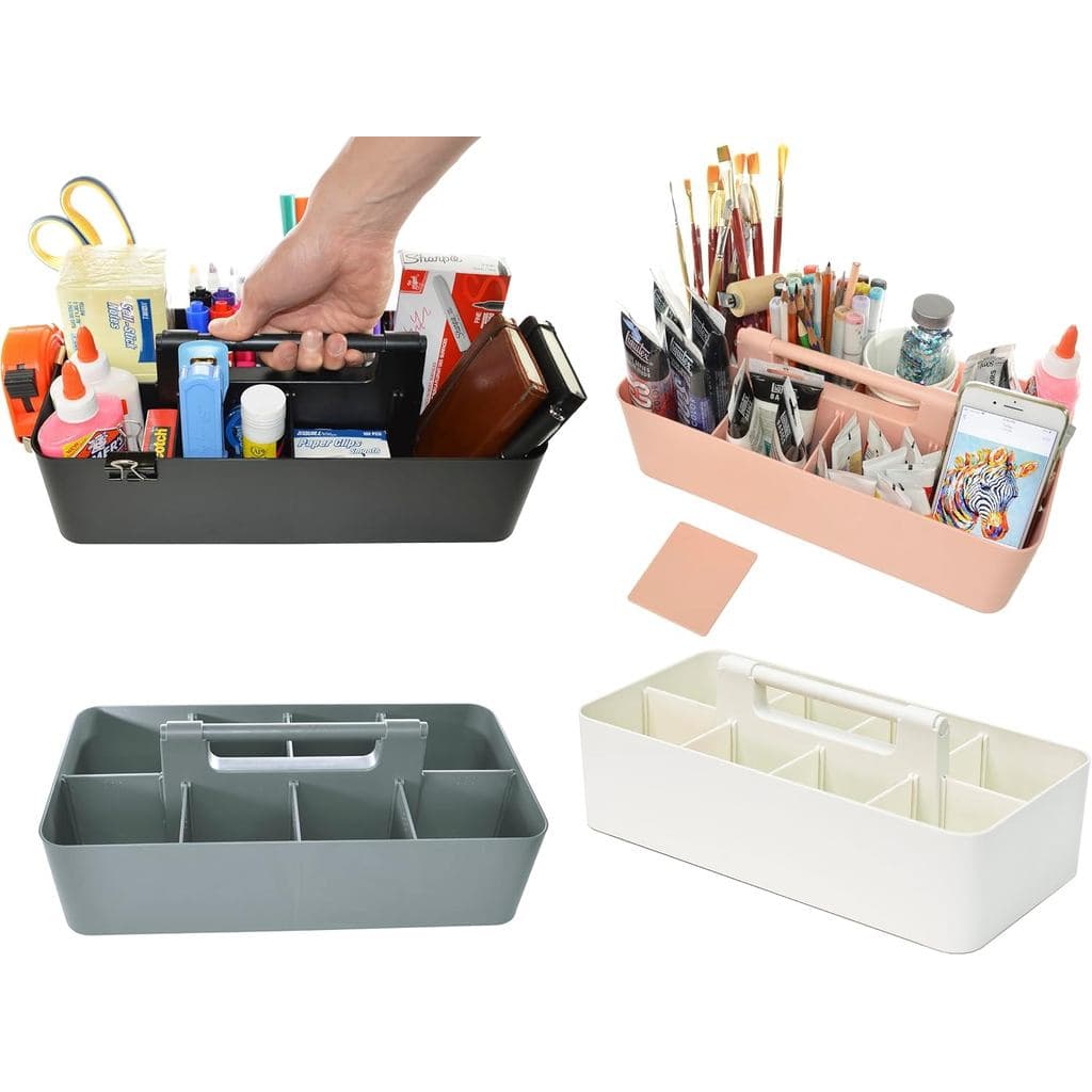 Organizador Portátil - Cesto de Plástico Empilhável com Alça |   Organizador de Mesa, Maquiagem, Dormitório, Organizador