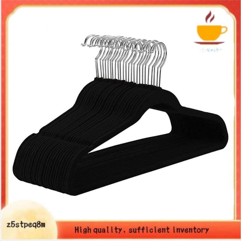 Veludo Fino , Cabides Antiderrapantes Para Roupas , Cabide , Gancho Prateado Preto