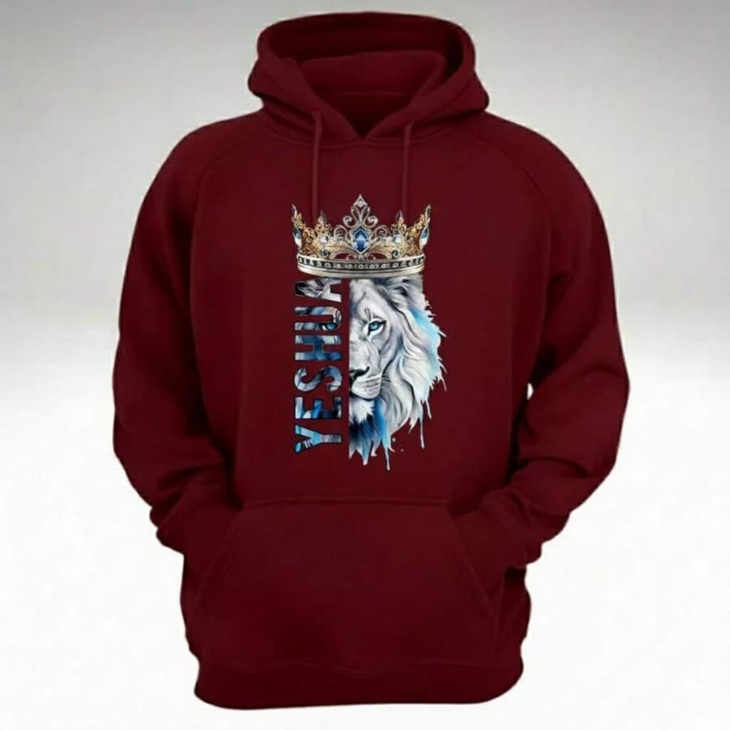 Blusa de Frio Moletom com Capuz e Bolso Agasalho Estampado LEÃO YESHUA