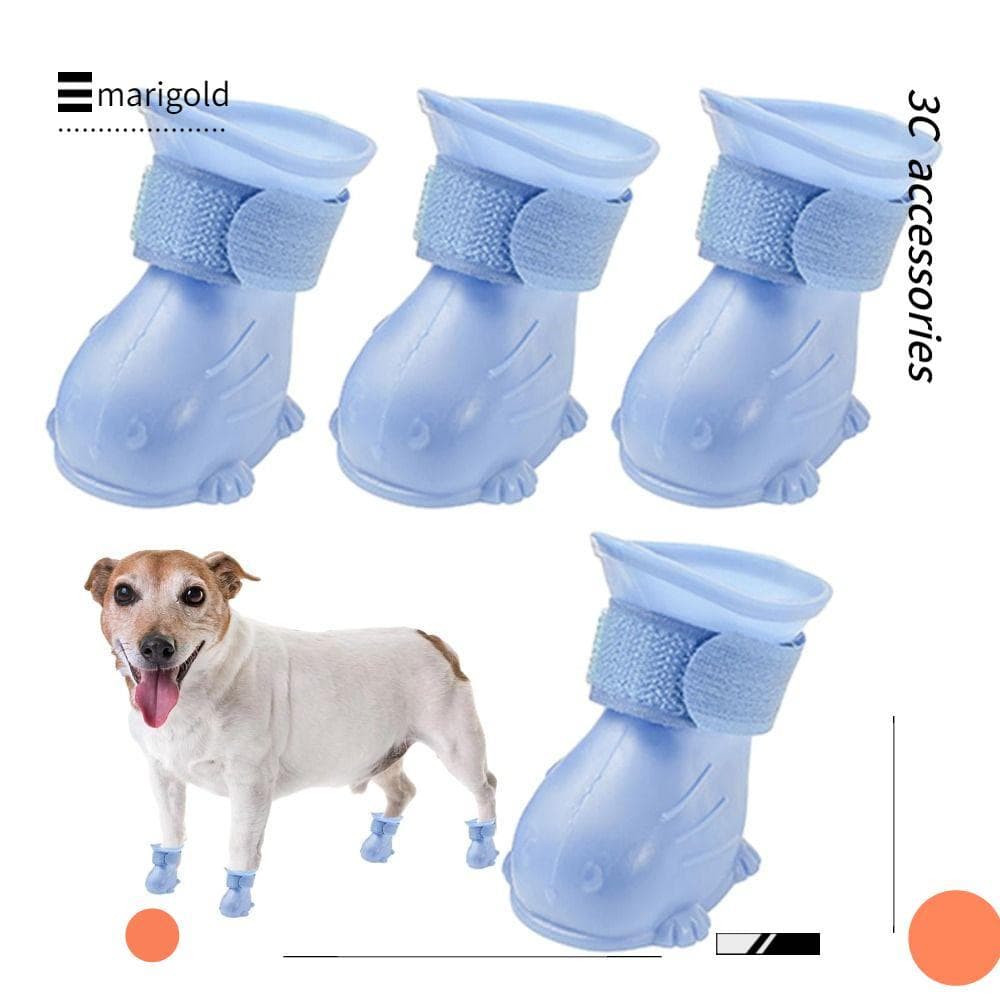 MARIGOLD 4 Pçs/Set Sapatos De Chuva Para Animais De Estimação , Borracha Impermeáveis Cães , Ao Ar Livre Grosso Antiderr