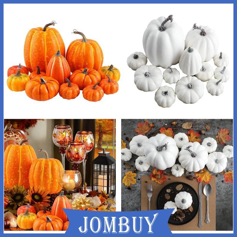 [Jombuy] 12 Peças De Abóboras Artificiais , De Espuma Falsa , Decorações Variadas De Abóbora , Adereços Enfeites Texturi