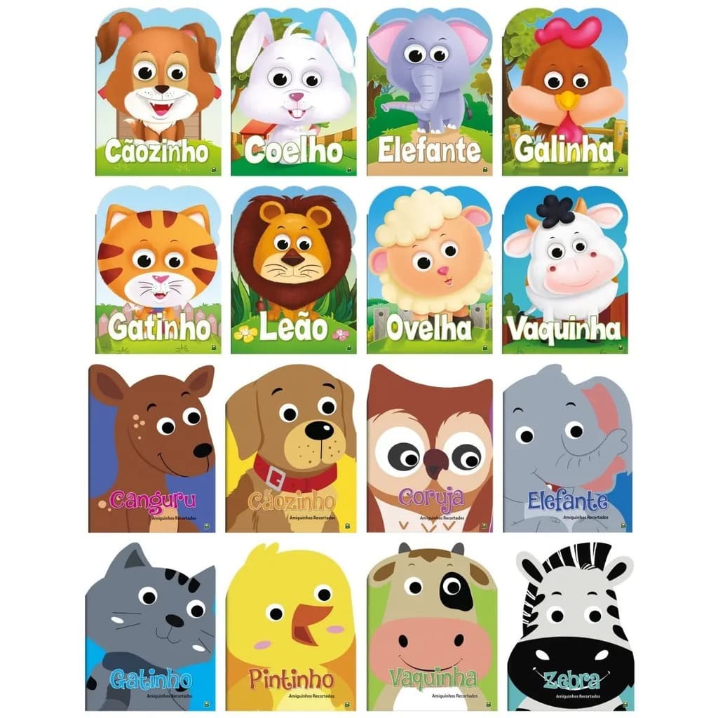 KIT 16 LIVROS INFANTIS – OLHA QUEM SOU! + AMIGUINHOS RECORTADOS | LIVROS EDUCATIVOS PARA CRIANÇAS