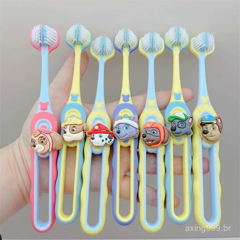 Paw Patrol Escova de dentes infantil com cerdas macias fofas de 1 a 6 anos a 14 anos de idade Escova de dentes para bebê
