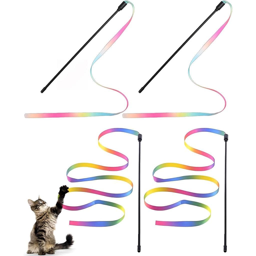 Brinquedos de Varinha para Gatos, 4 Peças, Varinha Interativa com Corda para Gatos e Gatinhos