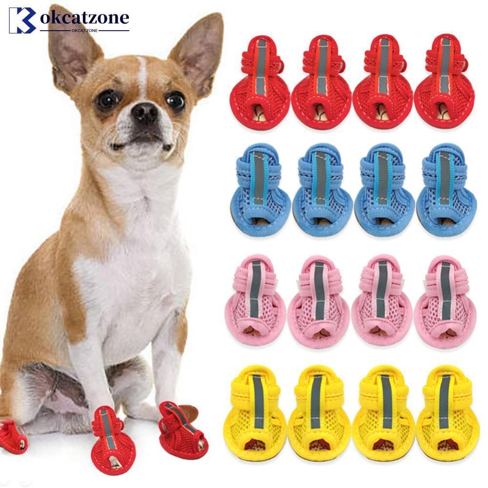 OKCATZONE Sandálias De Malha Respirável Para Cães Pequenos Sapatos De Verão Animais De Estimação Com Sola Elástica Antid