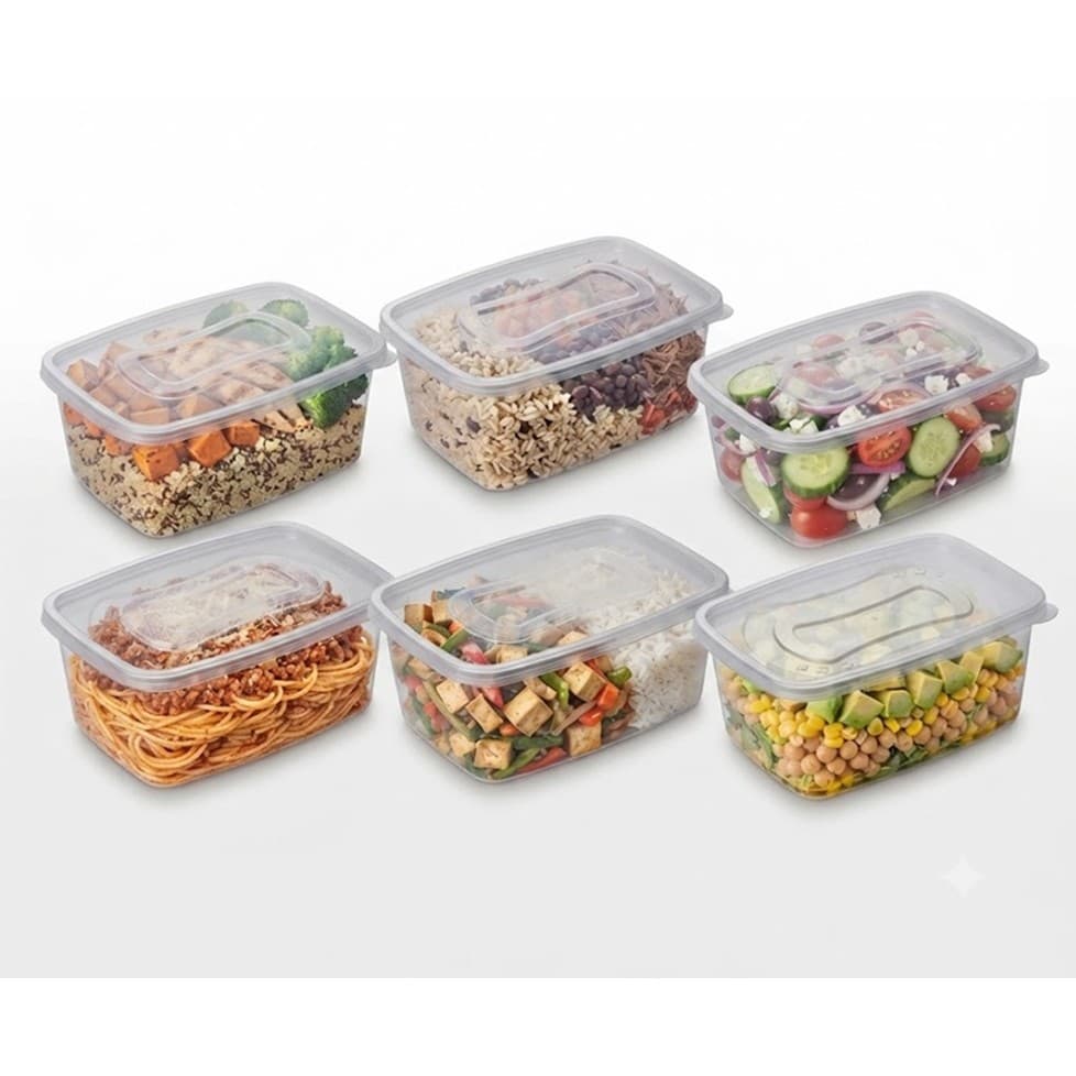 Kit 6 Pote Clic Plastico 1,2L Marmita Fitnes Comida Frezzer