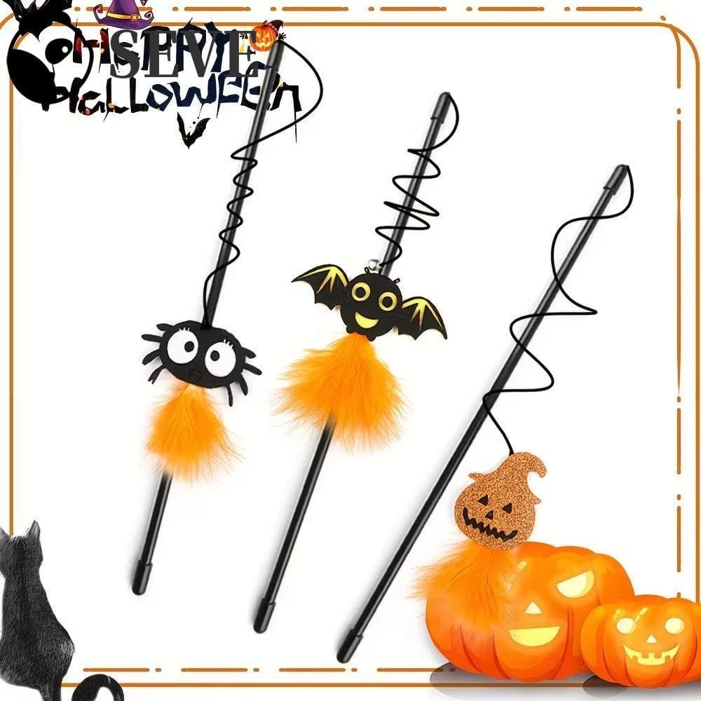 SEVE 3 Peças De Brinquedos Para Gatos De Halloween , Haste De Plástico Estilo Brinquedo De Varinha De Gato Poste De Engr