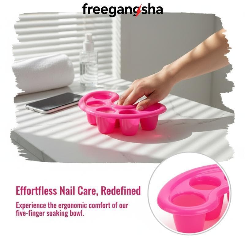 [FRE] Bandeja De Manicure Curvada Com 5 Furos Para Imersão De Unhas Tigela De Plástico Suave E Durável Preparação Pessoa