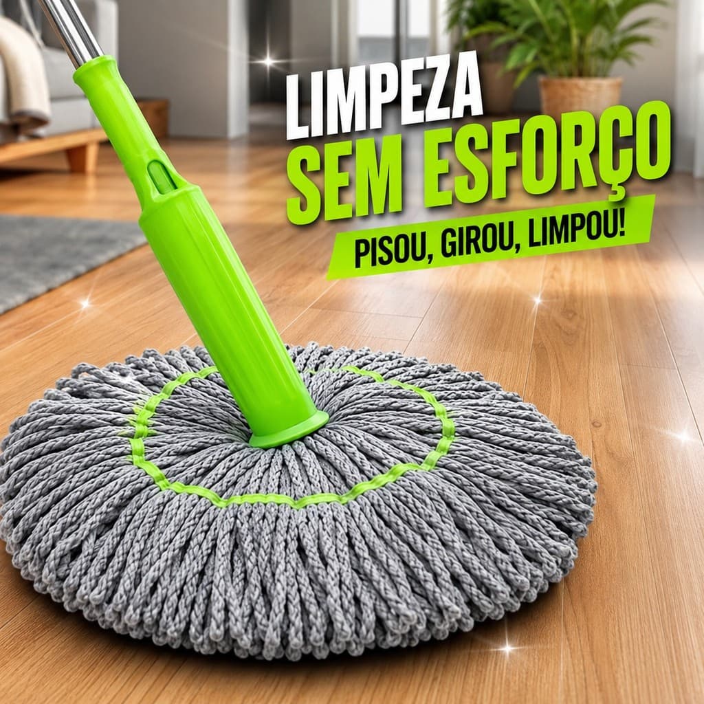 Esfregão Mop Desidratação 2 Em 1 Esfregão Giratório Automático Para Limpeza De Piso Auto Torção
