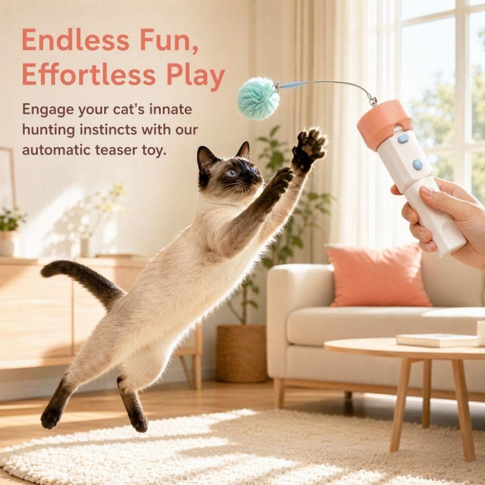 Varinha Interativa Para Gatos , Teaser Elétrico Retrátil USB De Entretenimento , Brinquedo Lançador De Gato Auto-Jogo