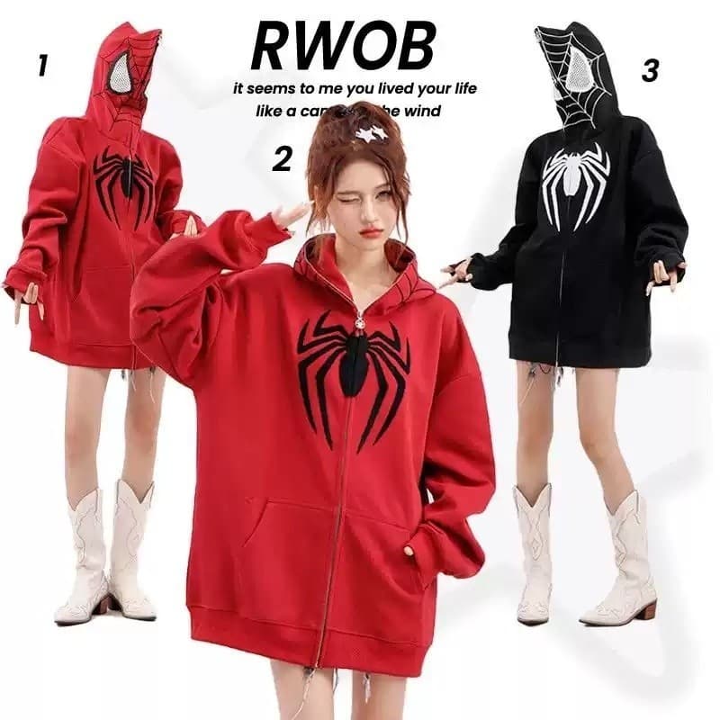 Homem Aranha Com Capuz Americano design Solto Unissex Casal Jaqueta Zíper