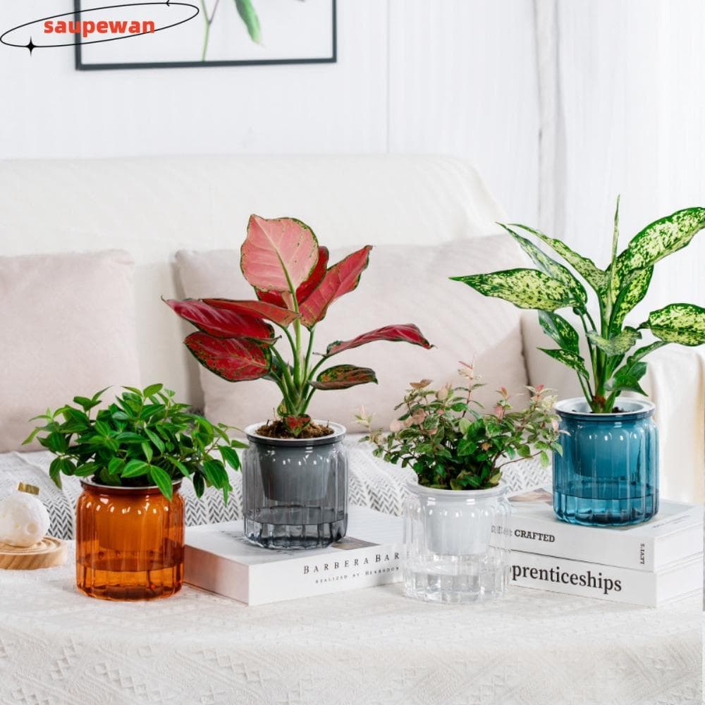 Vaso De Flores SAUPEWAN , Plantas Hidropônicas Removíveis Com Rega Automática , Decoração De Bonsai De Escritório De Plá