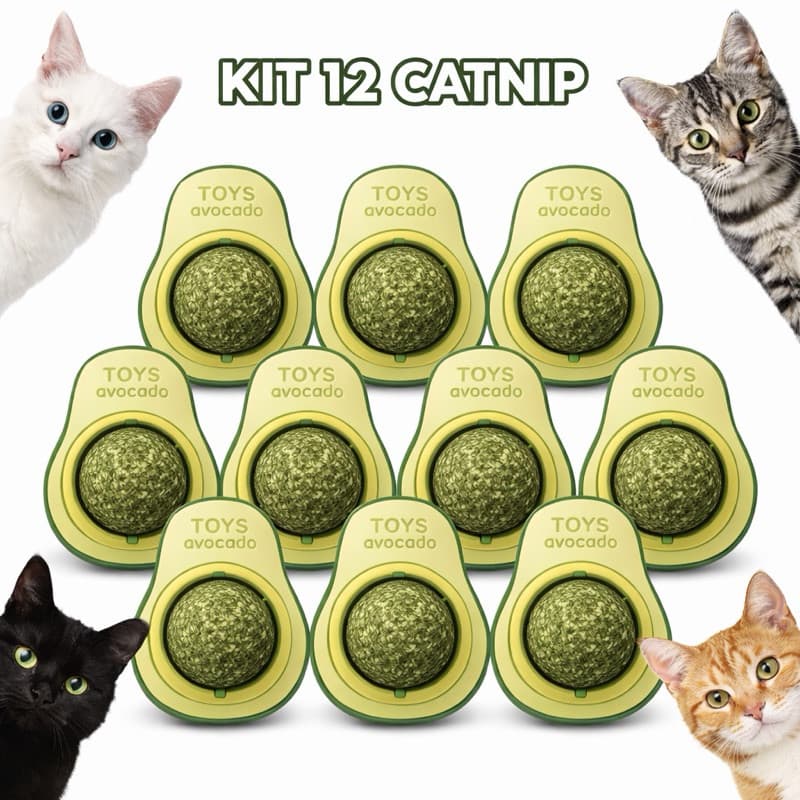 Kit Com 8/10/12 Abacate Brinquedo Para Gatos Com Catnip Erva Gato Natural Mordedor Limpeza Dentes