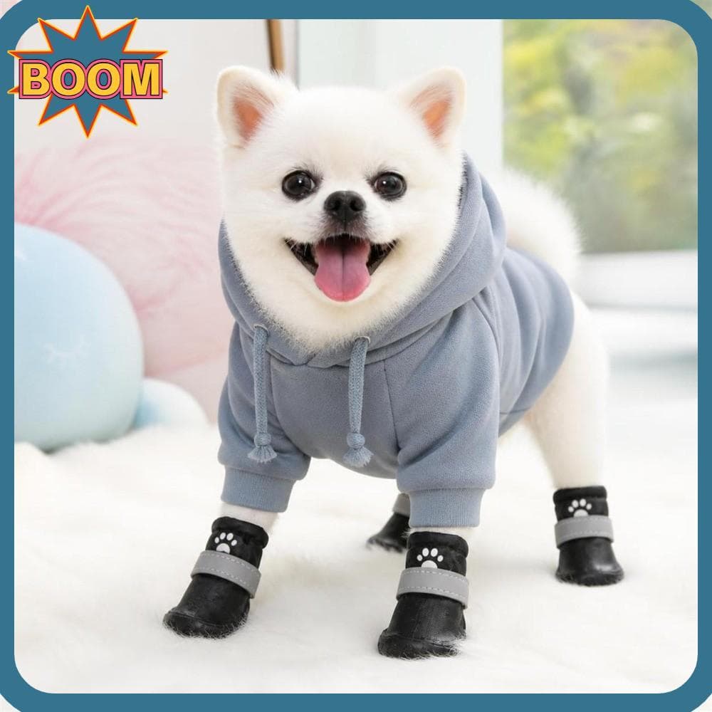 BOOM 4 Unidades De Sapatos Para Cães , Botas Antiderrapantes Duráveis Animais De Estimação De Neve E Chuva Impermeáveis