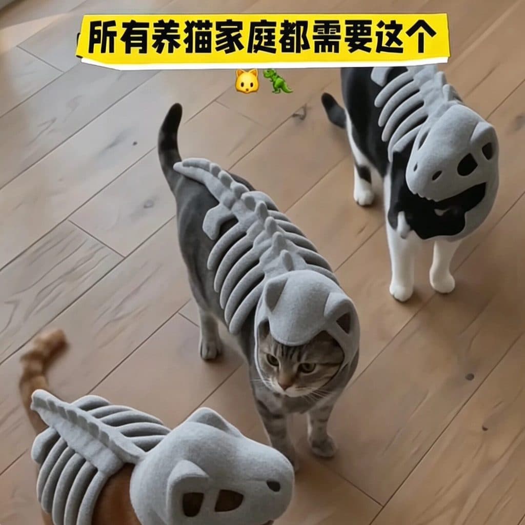 Esqueleto de dinossauro roupas para animais de estimação diversão criativa brilhante gato máscara engraçado arnês para a